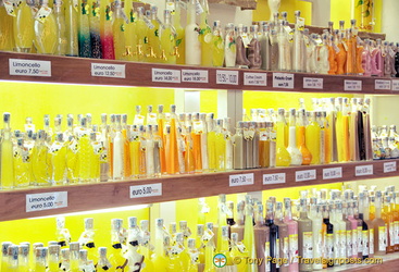 A shop full of limoncello and other liqueurs