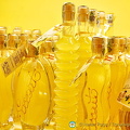 Various shapes of limoncello bottles