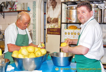 Fresh lemons being peeled for the production of Limonoro limoncello