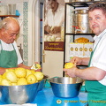 Fresh lemons being peeled for the production of Limonoro limoncello