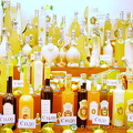 Bottles of limoncello and other liqueurs