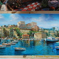 Painting of Sorrento harbour with the Excelsior Vittoria on the hill