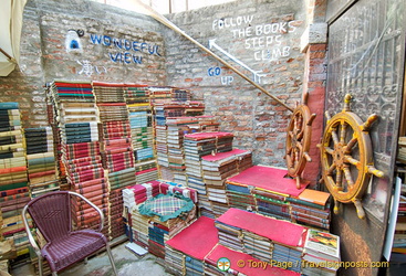 A staircase made of books