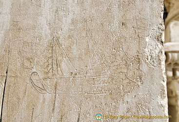 Etching of a boat linked to the legend of Cesco the stonecutter