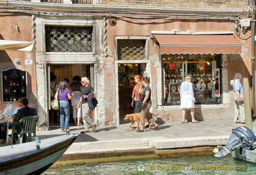 Checking out the shops in Murano