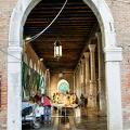 View of Mercato del Pesce through an entrance arch