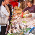 Intense looks of restaurant chefs doing their seafood purchases