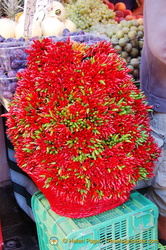 Decorative bunches of chilli