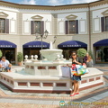 A cooling fountain in front of the Burberry shop