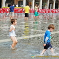 Kids playing in flood water