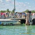 Crowd getting on the vaporetto at Burano