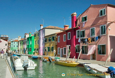 According to legend, the bright colours of houses was started by Burano's fishermen who wanted to see their homes from a distance