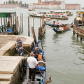 People finishing their gondola ride