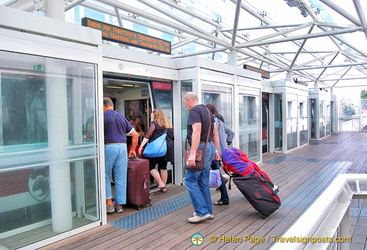 Passengers boarding the people mover