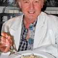 Tony enjoying his seafood risotto