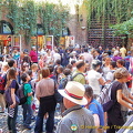 Crowded courtyard of Juliet's House in summer