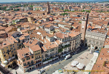 Aerial view of Piazza Erbe and Verona city
