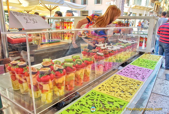 Fruit salad at the Piazza Erbe market