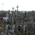The hillock is covered by thousands of crosses