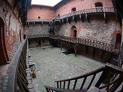 Fish-eye view of Trakai Castle inner yard