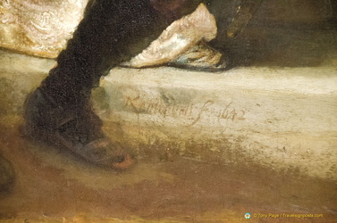 Rembrant's 1642 signature on the Night Watch