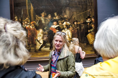 Our museum guide explains the Night Watch