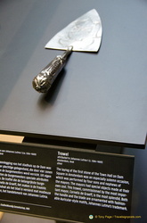 Silver trowel used in the laying of the first stone of Amsterdam's Town Hall