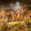 The Battle of Waterloo is the largest painting in the Rijksmuseum. The central figure in black cloak is the Duke of Wellington