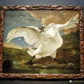 Jan Asselijn's The Threatened Swan shows a swan fiercely defending its nest against a dog