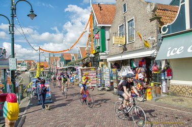 A busy waterfront in Volendam
