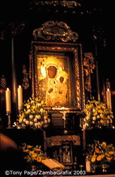 The icon of Our Lady of Czestochowa displayed in the Chapel of the Black Madonna