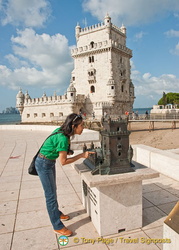 Checking out the model of the Belem Tower