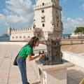 Checking out the model of the Belem Tower