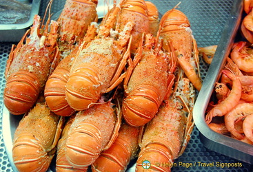 Freshly boiled lobsters