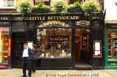 Little Betty's at 46 Stonegate, York. Has a wide variety of home-made yummy Yorkshire specialitiesn