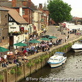 You can enjoy a beer and a meal overlooking the river
