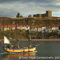 The scenic harbour at Whitby, Yorkshire, birthplace of Captain James Cooke.
