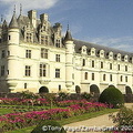 Diane de Poitiers, mistress of Henri II added the gardens and arched bridge over the river