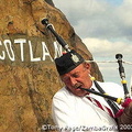 Scottish piper on the Scotland/England border