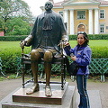 Touching the hand of Peter the Great to receive good wishes
