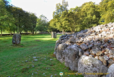 Standing stones circle the Clava Cairn