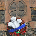 A memorial wreath