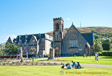 Park in front of the Church of Scotland