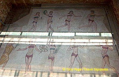 Very interesting bikini-clad girls at Villa Romana del Casale 