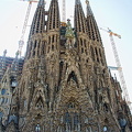 Sagrada Familia's east-facing Nativity Facade consists of four  towers and three doorways.