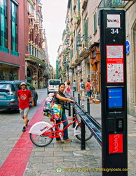 A Barcelona Bicing station in front of the Palau de la Musica