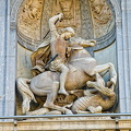 Sculpture above the entrance of the Palau de la Generalitat