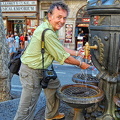 Tony filling up on water at the Font de Canaletes