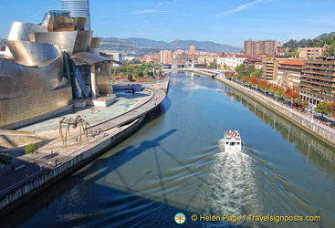 The Guggenheim Bilbao sits on the Nervión River