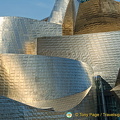 Guggenheim Bilbao titanium panels catching light from different angles